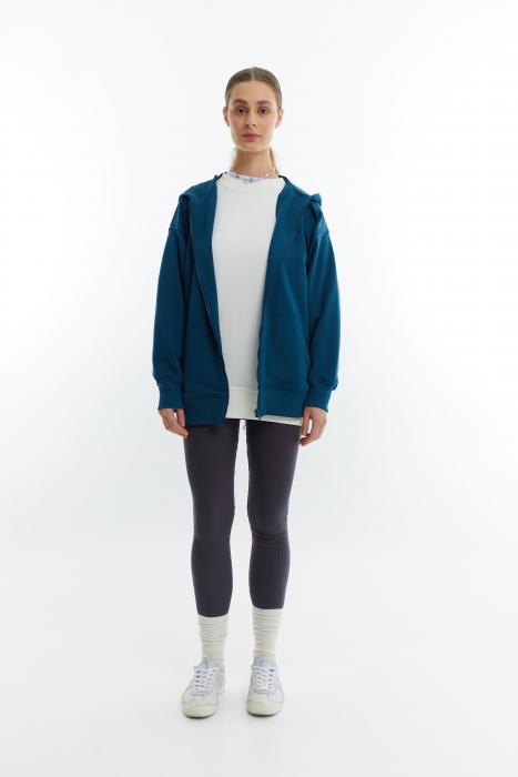 Zipper hoodie is elongated without fleece aquamarine