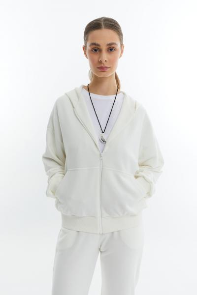 Zip hoodie without fleece milky