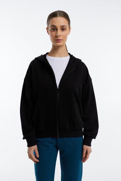 Zip hoodie without fleece black