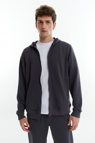 Zip hoodie basic without fleece graphite