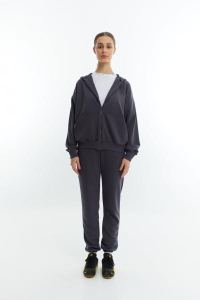 Zip hoodie without fleece graphite