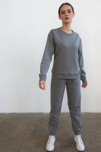 Sweatshirt without fleece gray olive