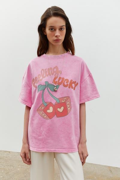 Oversized t-shirt pink cherry