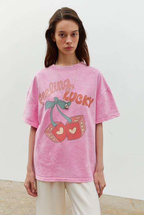 Oversized t-shirt pink cherry