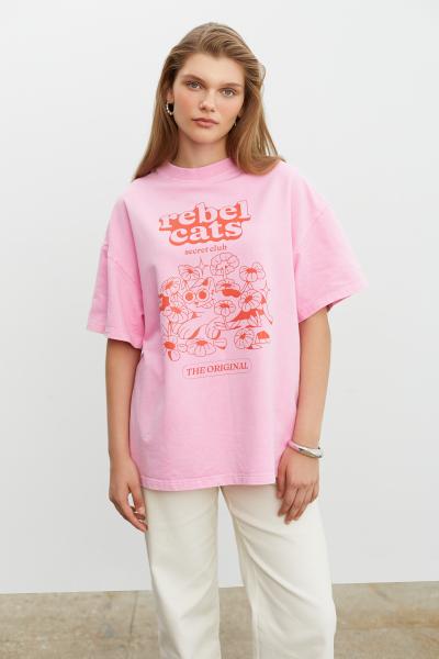 T-shirt boiled pink rebel cats